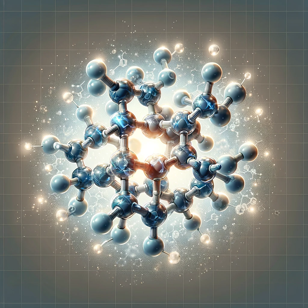 Molecular Structure showing the molecular structure of nascent iodine, with a glowing effect to emphasize its 'active' state.